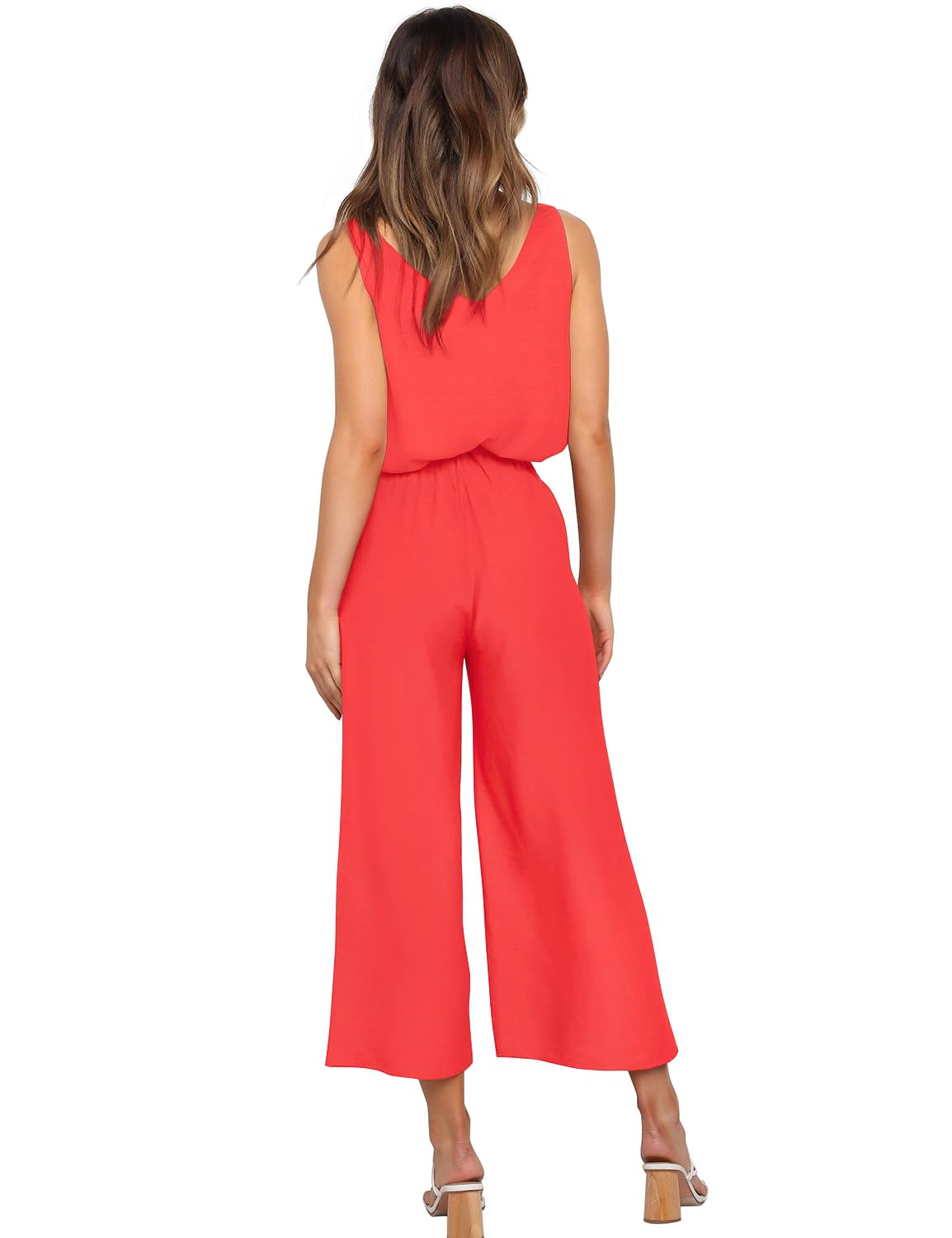 FANCYINN Ensemble de pantalons courts 2 pièces pour femmes Pantalon de sac en papier court taille haute à col en V et bretelles larges avec ceinture