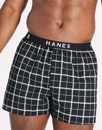 Hanes Mens Ultimate Big Woven Boxers Underwear 4-Pack, 2XB, Assorted3