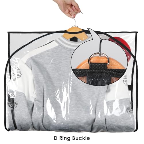 Zilink Kids Garment Bag for Dance 40” Dance Garment Bags for Dancers Cheer Uniform Garment Bag with 3 Clear Zipper Pockets，Set of 4 (Clear/Black)4