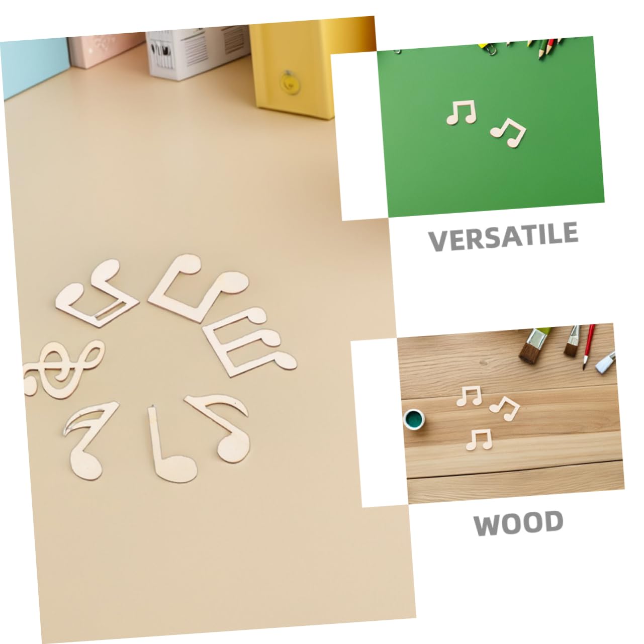 Cabilock 100piezas Notas Musicales de Madera sin Terminar Piezas para Manualidades Recortes de Madera para Proyectos de Arte Decoración del Hogar Suministros para Fiestas Infantiles