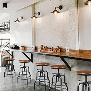 Yaheetech Industrial Bar Stool Vintage Counter Stool Rustic Counter Height Bar Stool Adjustable Metal Stool with Round Wood Seat Kitchen/Dining/Cafe Chair 20-27 Inch Tall, Brown, 1PCS Yaheetech Industrial Bar Stool Vintage Counter Stool Rustic Counter Height Bar Stool Adjustable Metal Stool with Round Wood Seat KitchenDiningCafe Chair 20 27 Inch Tall Brown 1PCS