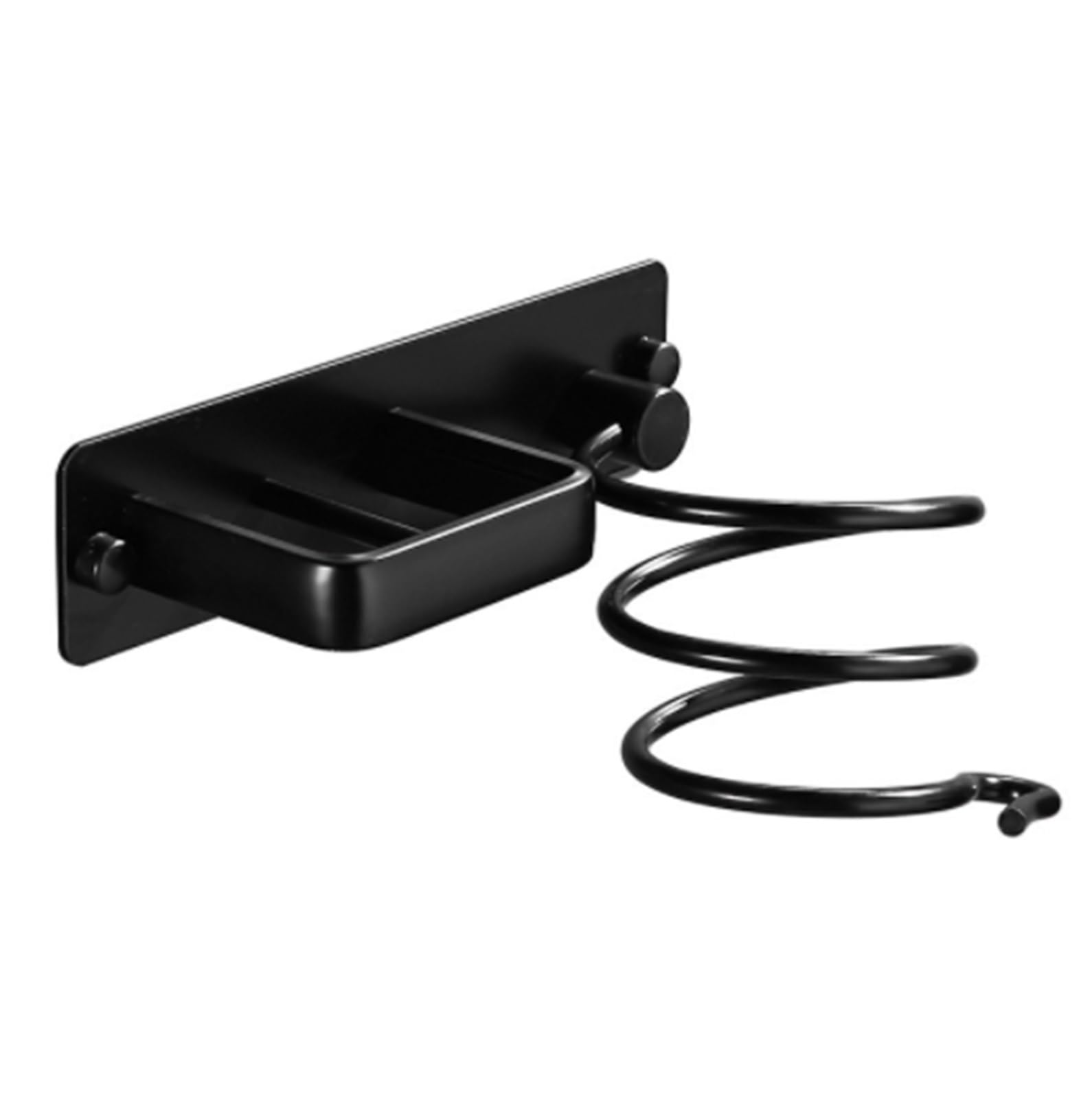 Soporte de pared para secador de pelo, estante de baño de aluminio para herramientas de cabello, soporte de almacenamiento para alisadores y accesorios (negro)