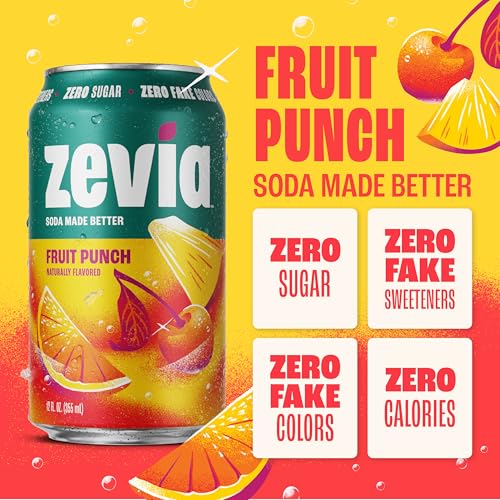 Image of Zevia Zero Sugar Soda, 6 Flavor Soda Variety Pack, 12 oz Cans (24-Pack) - Naturally Sweetened, Non-GMO Project Verified, Gluten-Free, Vegan