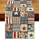 Heyfary Vintage 4th of July Table Runner Retro Patchwork American 250th Anniversary Memorial Independence Day Patriotic Party Decoration Home Kitchen Table Decor