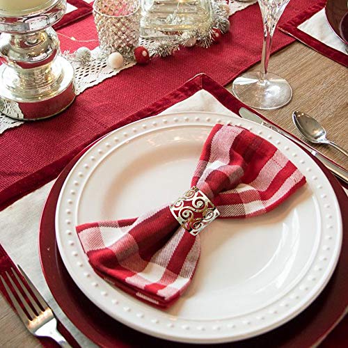 Getfitsoo Silver Napkin Rings Set Of 12, Napkin Rings Hollow Out Napkin Holder Serviette Buckles For Christmas Thanksgiving Table Decorations, Wedding, Dinner,Party, Family Gatherings (Pattern Silver) #TOP2