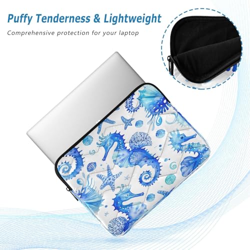Funda para laptop 13-14 pulgadas con patrón azul de caballitos de mar miniatura 5