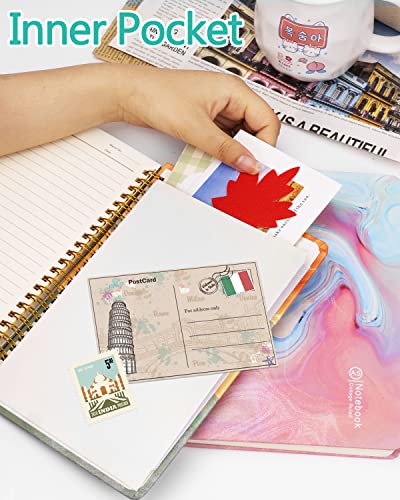 5 Subject Spiral Notebooks 5-Pack College Ruled Hardcover With 25 Removable Dividers 160 Pages/80 Sheets Each, A5(8.5 "X 5.7") With Back Pocket For Women Students Girls Office Business Planning Diary #TOP6