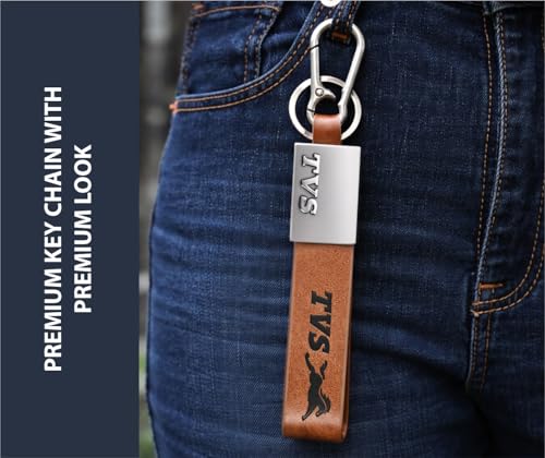 Image of Premium Keychain Compatible with TVS Bike Keys | Heavy Duty Metal Key Ring Holder | Stylish Durable Leather Key Holder | Bike Keychain For men