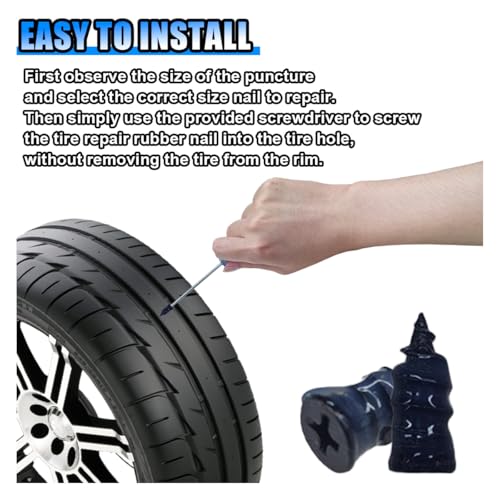 Image of 20PCS Car Tire Repair Screw Nails, Self-Service Rubber Screws with Screwdriver for Car, Motorcycle, ATV, Truck (Blue)