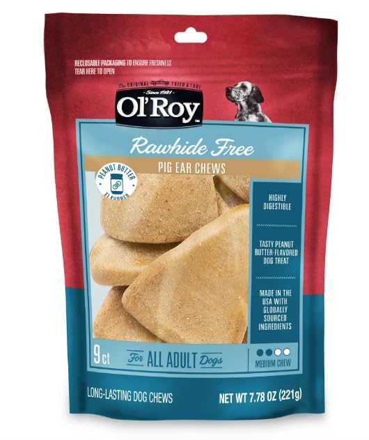 Ol' RoyPeanut Butter Flavor Pig Ear Chews, 7.78 oz, 9 Count
