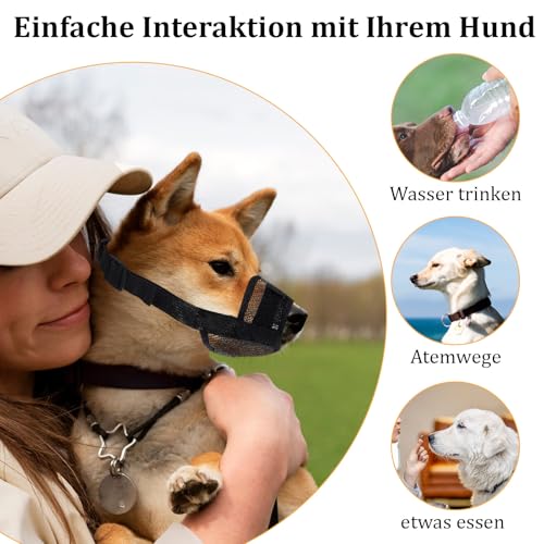 3 Stück Maulkorb Kleine Hunde Schwarzer mit Klettverschluss, Verstellbarer Giftköderschutz Hund zum Verhindern von Beißen, Bellen und Kauen für Hundemaulkorb für Kleine Hunde(Klein)