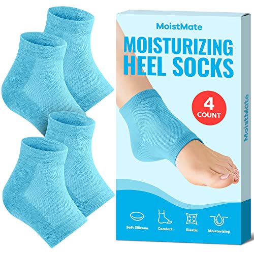 Moistmate 2-Pairs Heel Socks For Dry Cracked Feet, Moisturizing Socks For Foot Care, Cracked Heel Repair For Dry Feet, Foot Calluses, Rough Heel, Aloe Socks For Women And Men, Foot Spa Socks (Blue) #TOP15