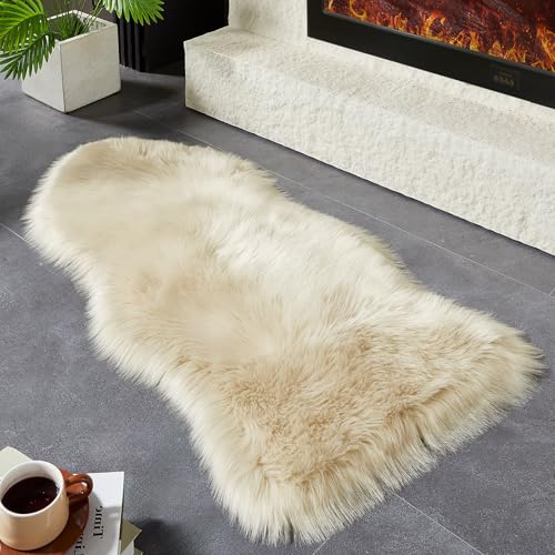 Tapete de piel falsa AMTOVO beige 2 x 4 ft miniatura 5