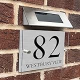 Solar House Number Personalised House Numbers Plaques with Solar Lights Door Number Plaques for Wall House Name Plaques for Outside House Number Plate House Signs for Outside (transparent) - Image 1