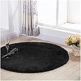 YJ.GWL Ultra Soft Round Black Area Rugs for Bedroom Anti-Slip Fluffy Nursery Carpets Mat Cute Kids Room Rugs Home Decor 4 Feet