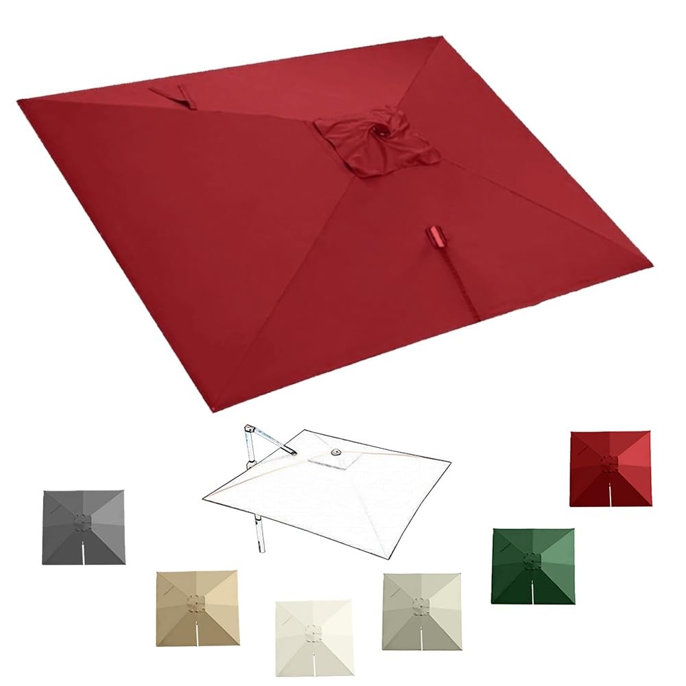 Replacement Canopy For 8-13ft Cantilever Patio Umbrella, Square Offset Umbrella Top Cover, Fade Resistant Fabric With 8 Ribs For Outdoor Shade Burgundy 3x4m (10x13ft) โ image 1