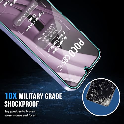 Image of FIRST MART Military-Grade Gorilla Tempered Glass For Poco C85 (6.83 Inch) With Edge To Edge Screen Coverage and Easy Installation Kit| Black