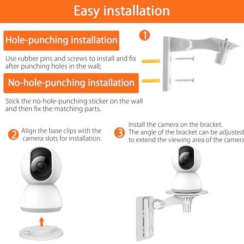 Miniatura 3 de Vossot 2 Soportes De Pared Para Cámara De Techo, Compatible Con Tp-Link Tapo C200 C210 C220 C225 Tc70, Kasa Ec70 Kc410s Cámara De Vigilancia, Rotación De 180 Grados