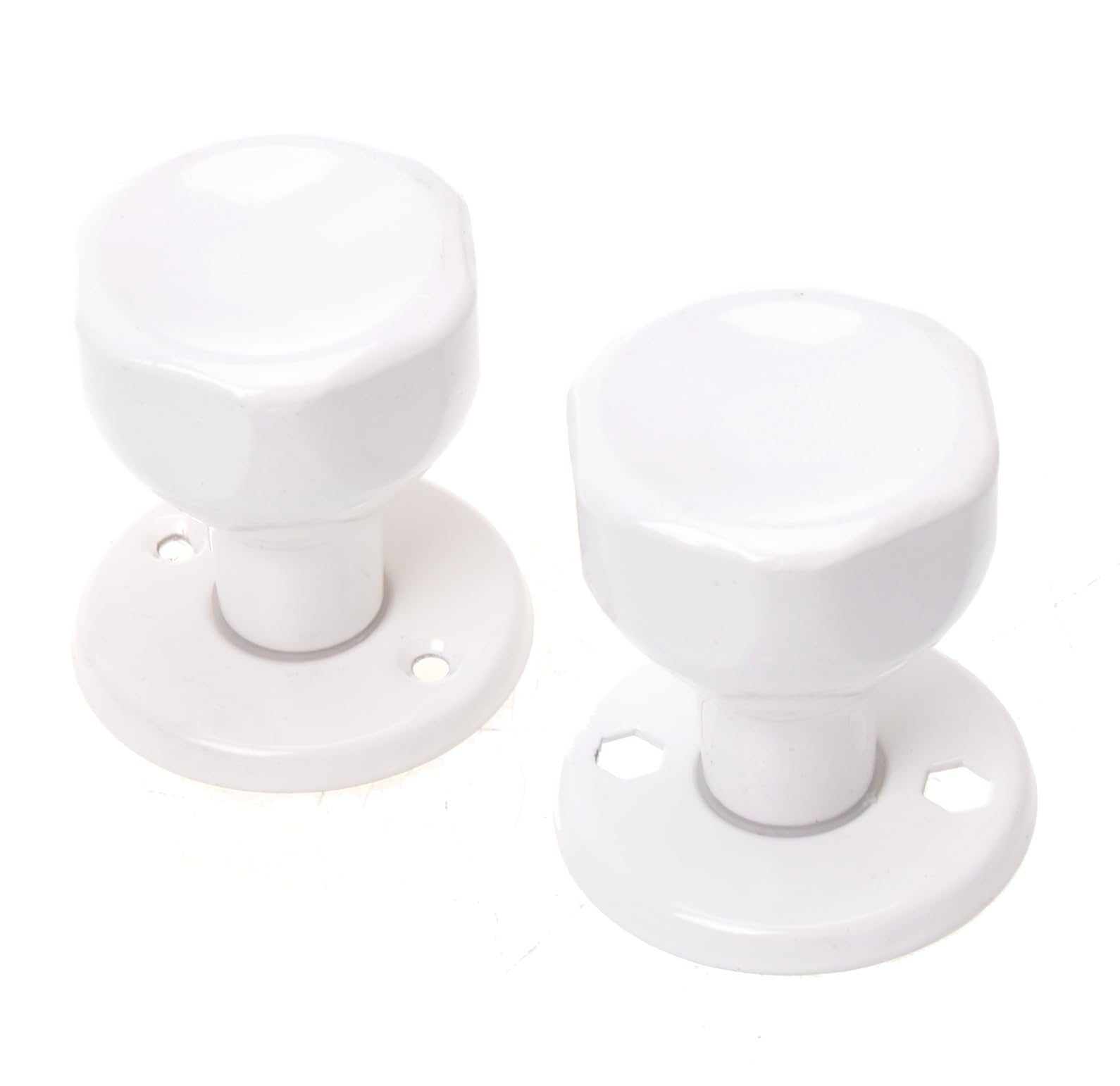 Bouton de porte rotatif avec rosace PZ | Poignée de porte | Set complet de boutons de porte avec boulons et vis (blanc)