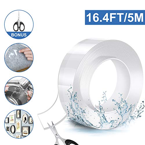 Preisvergleich Produktbild Nisear Waschbares Spurloses Klebeband, Nano Entfernbares Klebeband, Multifunktionales Wiederverwendbare rutschfeste für Wände, Küche, Teppichbefestigung (5M)