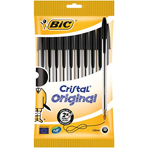 BIC Estuche con 10 Bolígrafos, Negro, 10 Unidad (Paquete de 1)
