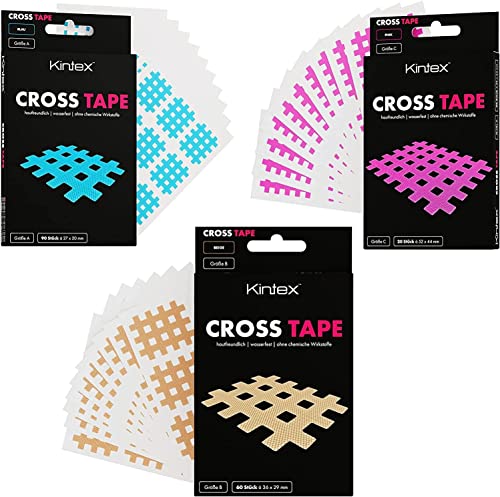 Kintex Cross-Tape, 3 colores, 3 tamaños, o mixto, acupuntura, gatillo, punto de dolor, parche cuadriculado