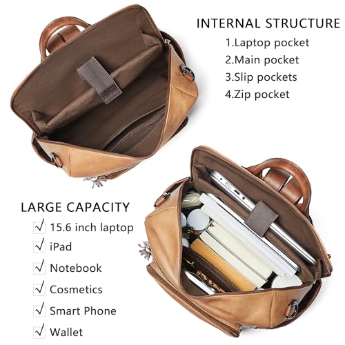 Image of Shrrie Vegan Leather Laptop Backpack for Women 15.6 inch Work Backpack Fashion Travel Backpack Purse for Business College
