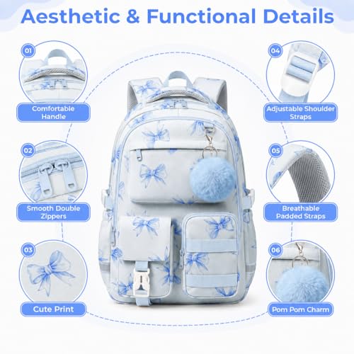 WOBAGMEN Cute Bow Backpack