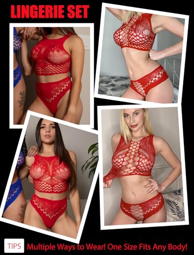 Image of Avidlove Womens Fishnet Lingerie for Women Sexy Two Piece Lingerie Set Stripper Outfit