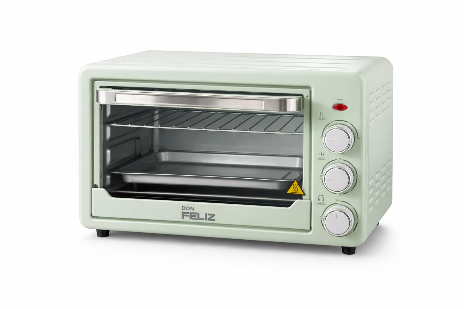 Horno Sobremesa Eléctrico, Negro, 22L, 1500W, Hasta 250°C, 3 Modos de Calor, Temporizador 60 Minutos, con Bandeja y Rejilla, Don Feliz