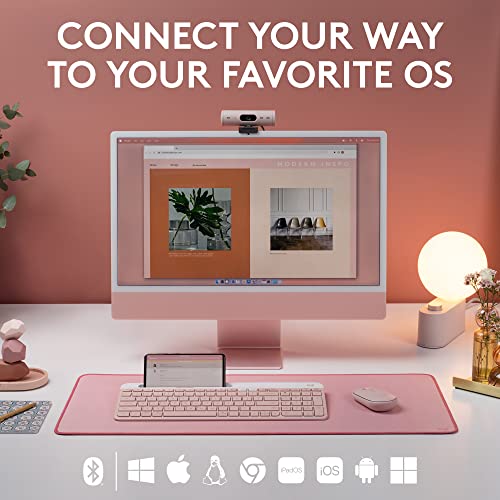 Logitech K585 Multi-Device Slim Wireless Keyboard, Built-In Cradle For Device; For Laptop, Tablet, Desktop, Smartphone, Win/Mac, Bluetooth/Receiver, Compact, Easy Switch, 24 Month Battery - Rose #TOP1