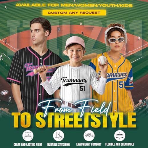 Custom Pinstripe Baseball Jersey with Name Number Logo Personalized Jersey for Men Women Youth Kids Sports Team Uniform Shirt miniatura 4