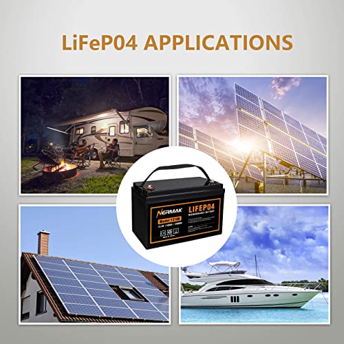 image for NERMAK 12V 100Ah Lithium LiFePO4 Deep Cycle Battery, 4000+ Cycles Lith