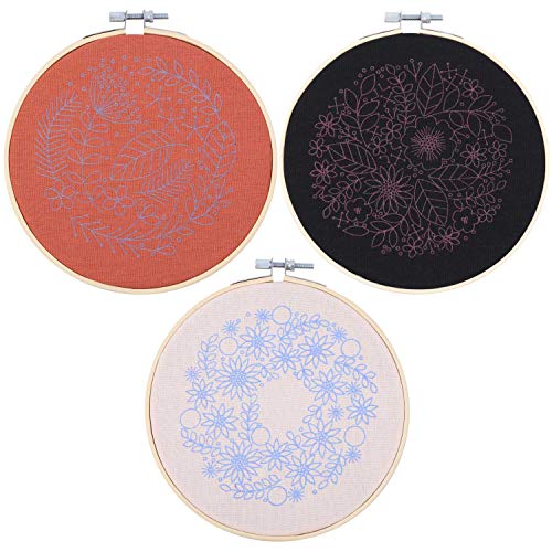 3 Pack Full Range of Embroidery Starter Kit with Pattern, Beginner Cross Stitch Kit Including Embroidery Cloth, Bamboo Embroidery Hoop, Color Threads and Tools Kit - Thumbnail 5
