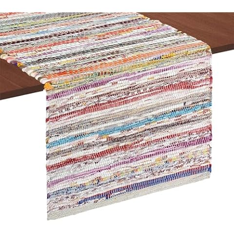 COTTON CRAFT Woven Chindi Table Runner Cover