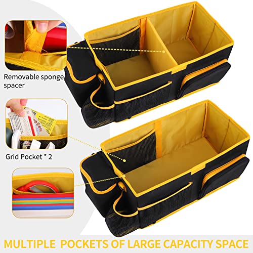 Tefgter Universal Truck Bench Seat Console Vehicle Center Console Organizer With Cup Holder Tray, Van Storage Console Driving Necessities Organizer Side Pockets And Tissue Holder #TOP3