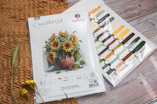 Image of Luca-S Cross Stitch Kit, The Sunflowers,Counted Cross Stitch Kit for Adults, Embroidery Kit, B7021