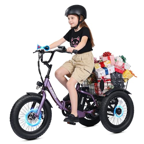 ESKUTE Mini E-Trike Electric Bike, 16X3.0 Fat Tire Folding