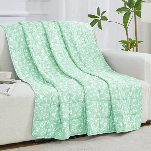 Image of 25 lbs weighted blanket Queen Size for Adults (60 inchx 80 inch, Cyan) Cooling Heavy Blanket for Sleeping Perfect for 240-260 lbs, Winter Thick Breathable Blanket with Premium Glass Bead, Machine Washable