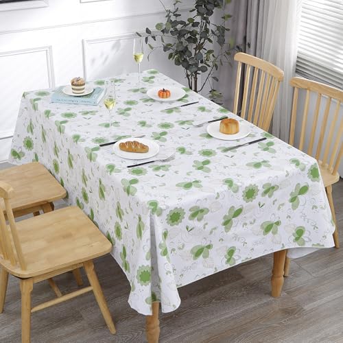 Image of Heavy Duty Vinyl Tablecloth with Flannel Backing Waterproof Oil-Proof Plastic Table Cloth Stain-Resistant Wipeable Rectangle or Square Table Cover for Indoor and Outdoor (Floral and Leaf,54x54 Inch)