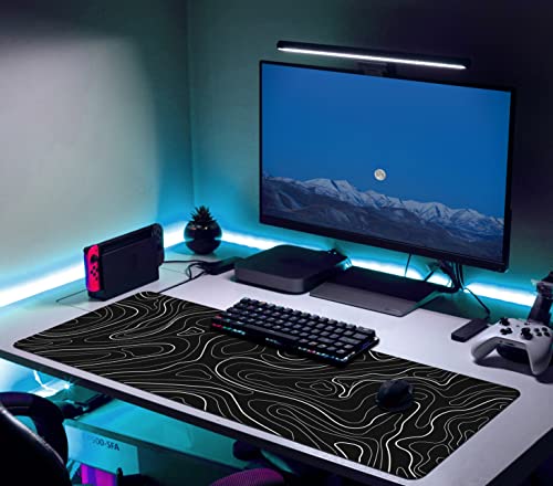 Ujoowalk Topographic Mouse Pad Large, Gaming Mouse Pad, Xl Mousepad, Keyboard And Mouse Pad, Desk Mat, 31.5 X 11.8 In, Minimalist Contour For Office #TOP5