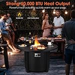 TLGREEN Propane Fire Pit Table 42in, 50,000 BTU Auto-Ignition Round Gas Fire Pits for Outside Patio, Fire Table with Waterproof Cover, Blue Stone and Lid, CSA Certification - Image 2