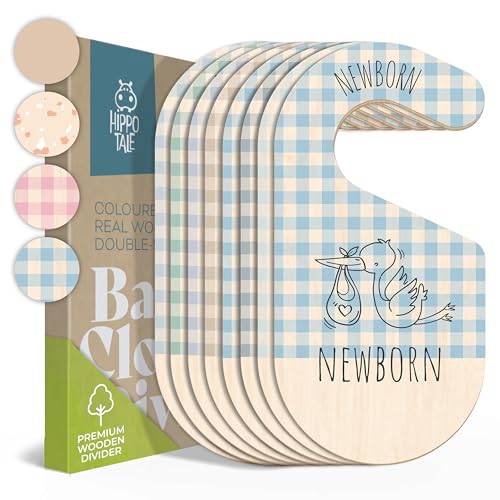 HIPPOTALE Baby Closet Dividers - Blue Baby Clothes Organizer for Nursery Decor, Storage & Organization - 8 Size Closet Dividers for Hanging Clothes, Gender Neutral Nursery Must Haves & Essentials