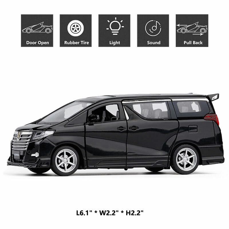 Image of DEOXY 1:32 Toyota Alphard Vehicle Car Toy Alloy Die Cast Metal Model Diecast Metal with Friction Powered Light Sound Openable Door Pullback for Kids Best Gifts for Boys