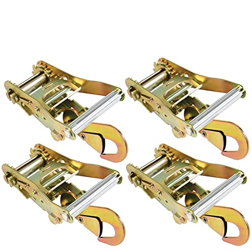 VULCAN Classic Ratchet Strap Buckles with Snap Hooks - 3,300 Pound Safe Working Load, 4 Pack