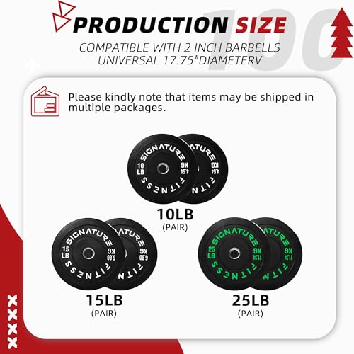 Image of Fitvids 2-Inch Olympic Rubber Weight Plates Sets, Bumper Plates Set with Barbell for Strength Training, 100 Lbs Set, Color