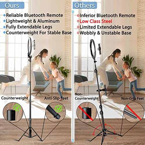 12" Fugetek Selfie Ring Light Kit With Tripod Stand, Dimmable, 3 Color Modes, Cell Phone Holder, Bluetooth Remote, Aluminum, Extendable, For Live Stream, Tiktok, Photos, Makeup (Black) #TOP7