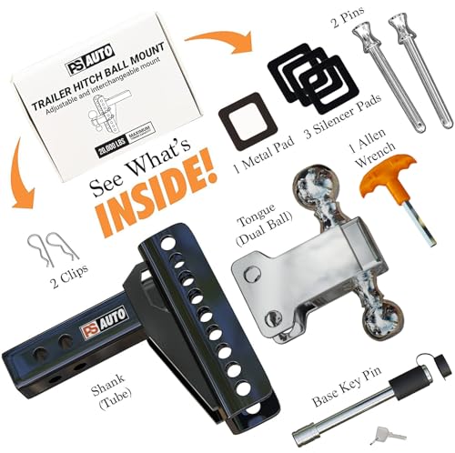 Image of Adjustable Gooseneck Drawbar Trailer Hitch - 20,000 LBS, Fits 2 and 2-5 /16 Inch Balls, US Gov Tested & Certified, Gooseneck Trailer Hitch Adapter for RV Towing, Motorcycles & Powersports