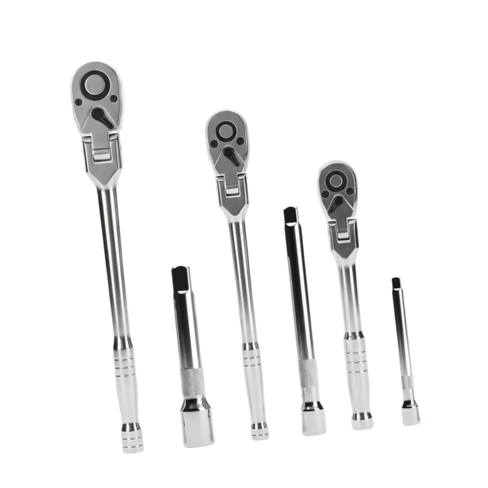 Set di 6 chiavi a cricchetto con testa flessibile da 1/4 di pollice, 3/8 di pollice, 1/2 di pollice, testa girevole a cricchetto