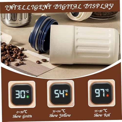 Image of Smart Coffee Mug 410ML, Stainless Steel Thermal Cup with Temperature Display | Leak Proof, Double Wall Vacuum Insulated, Anti-Slip Base, Ideal for Hot & Cold Drinks (Navy Blue)